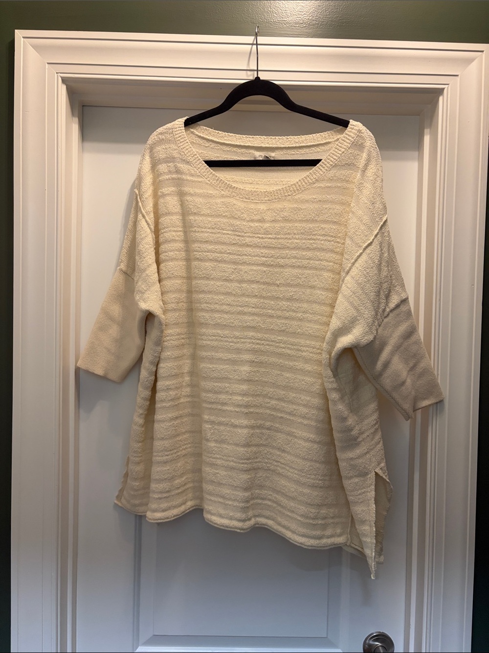 Pilcro Cream Scoop-Neck Relaxed Knit Sweater